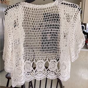 Crochet Small Lacey Dress Cover Top White with Clasp